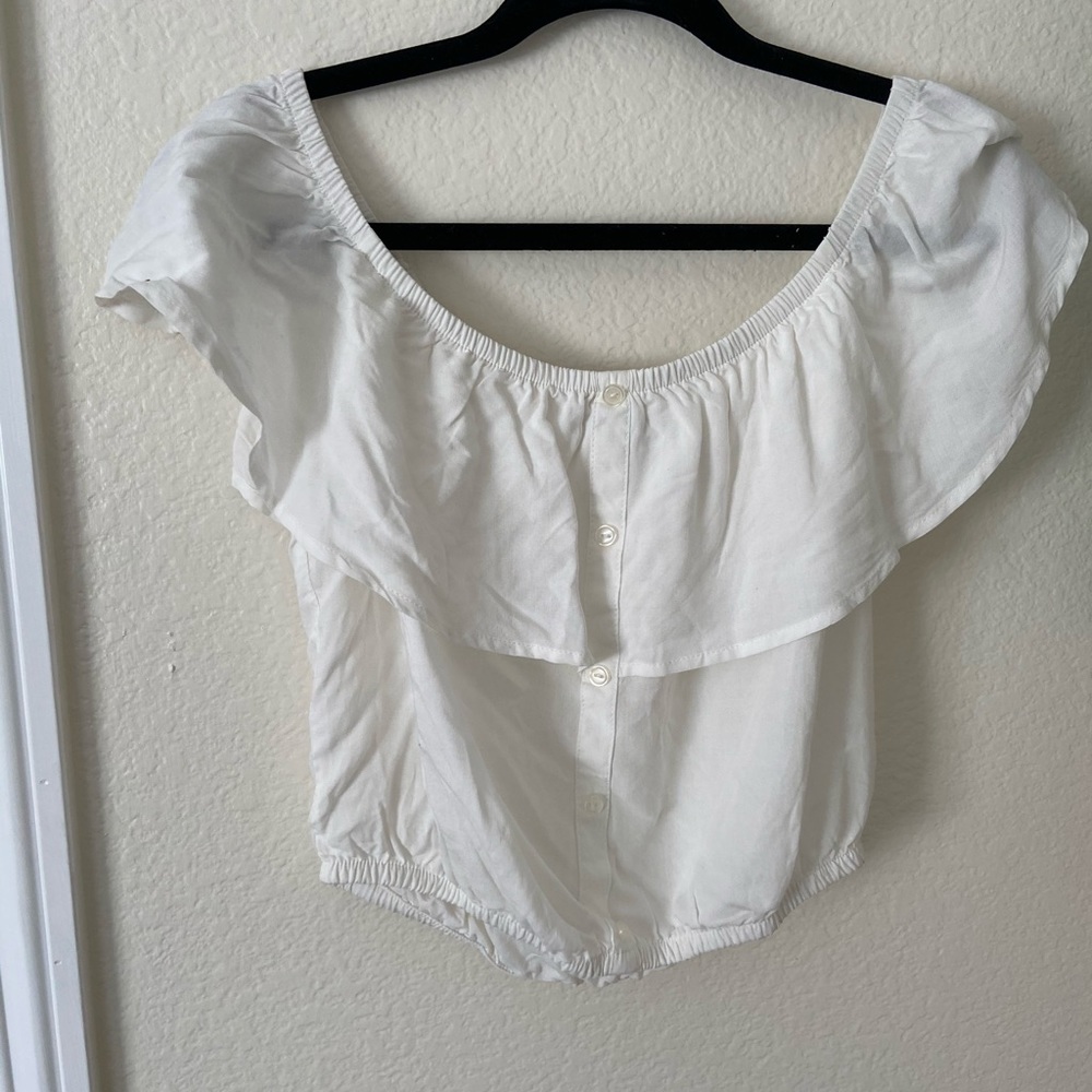 White cropped top with buttons